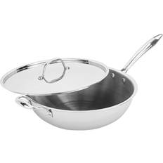 Stainless Steel Wok Pans Royalford Triply with lid 26 cm