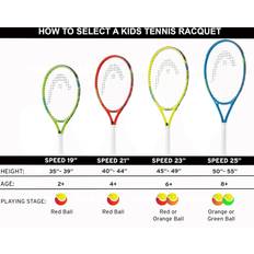 Tennis Rackets Head Speed Kids Tennis Racquet Beginners Pre-Strung Head Light Balance Jr Racket 21 Inch, Red