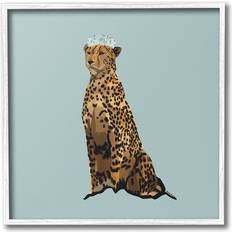 Stupell Industries Regal Leopard with Crown White Framed Art 12x12"