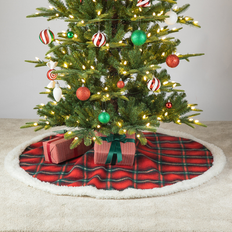 Christmas Tree Skirts GlitzHome 48 D Red Black Plaid Sherpa Flannel Christmas Tree Skirt Christmas Tree Skirt