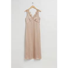 & Other Stories Long Dresses & Other Stories Midaxi Slip Dress with Lace Trim Light Beige/Neutral