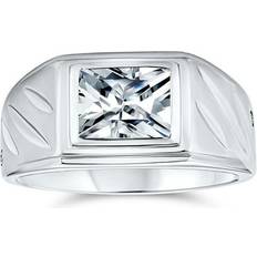 Bling Jewelry Sold by: Rectangle Emerald Cut AAA CZ Bezel Mens Engagement