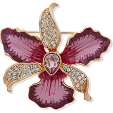 Women Brooches Anne Klein Women's Pink Flower Pin in Gift Box in Gold Size