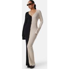 Bubbleroom Klänningar Bubbleroom Contrast Rib Knitted Dress Black/Beige