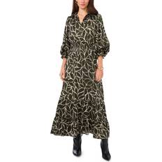 Dresses Vince Camuto Women's Printed Smocked-Waist Maxi Dress Military Green