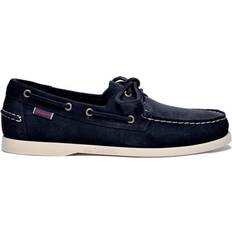 Blue - Men Boots Sebago Portland Flesh Out Navy Leather Moccasins - Bleu