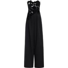 Velvet Jumpsuits & Overalls Oscar de la Renta Peony Velvet Guipure Jumpsuit BLACK