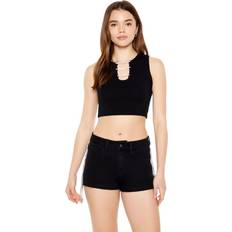 Tank Tops Forever 21 Women's Chain Sweater-Knit Crop Top in Black/Silver