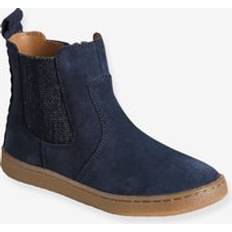 Blue Boots Vertbaudet Leather Boots for Girls navy blue