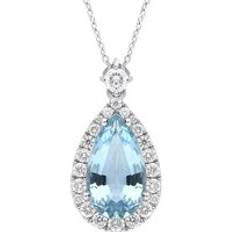 White Gold Necklaces C W Sellors 18ct White Gold Aquamarine Diamond Pear Cut Cluster Necklace
