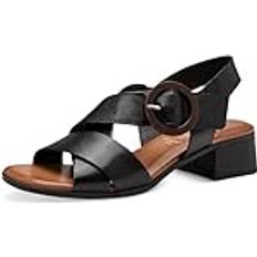 Tamaris Comfort Damen Sandalen Absatz Leder Klettverschluss - Black