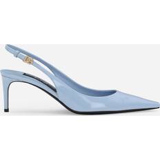 Shoes Dolce & Gabbana Polished Calfskin Slingbacks Woman Collection Light Blue Leather