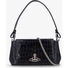 Vivienne Westwood Haxel Medium Black Croc Embossed Shoulder Bag Size: