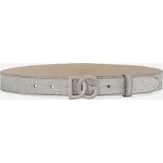 Fabric - Women Belts Dolce & Gabbana Glittery Fabric Belt Woman Accessories Silver Fabric