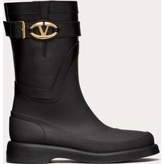 Valentino Garavani VGold leather-trimmed rain boots black UK 9