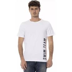 One Size T-shirts Bikkembergs Sleek White Printed Cotton Tee, Color_Hvid, Herre, Hvid, L, M, newwithtags, S, Tshirts, TShirts Men Clothing, White, XL