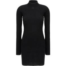 Wool Dresses Courreges Womens Ribbed Knit Mini Dress - Black
