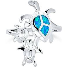 Rings Bling Jewelry Sold by: Blue Mom Child Opal Inlay Family Sea Turtle .925Sterling Silver