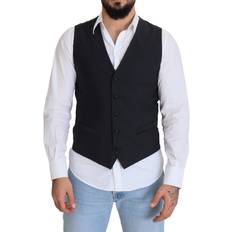 Man - One Size Vests Dolce & Gabbana Wool Stretch Waistcoat Formal Vest Black