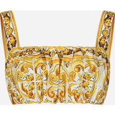 Dolce & Gabbana Bekleidung Dolce & Gabbana Maiolica Verkürztes Bustier Mit Raffungen Gelb