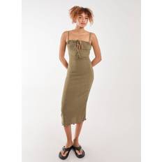 Clothing Crinkle Tie Midi Dress Khaki