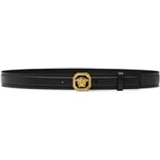 Versace Men Belts Versace Belts, Male, Black, Medusa Black Leather Belt