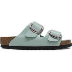 Birkenstock Green Slides Birkenstock Arizona Big Buckle Patent Leather Unisex Slides Sandals High Shine Surf Green Women Men x