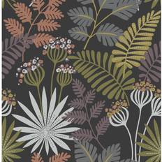 Wallpapers Nuwallpaper Marajo Black Peel and Stick 216.0 In. L X 20.5 In. W X 0.03 In. D