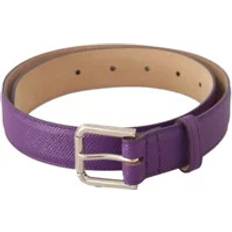 Purple - Women Belts Dolce & Gabbana Silver Leather Logo Waist Belt Gray