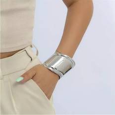 XYLFLY Silver Silver Bone Cuff Bracelet Fashions Silver Vintage Thick Cuff Bracelet