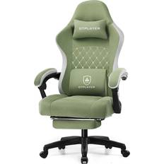 Gaming Chairs GTPLAYER Gaming Chair, Computer Office Chair with Pocket Spring Cushion, Linkage Armrests and Footrest, High Back Ergonomic Computer Chair with Lumbar Support Task Chair with Footrest