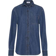 Linen Shirts Brunello Cucinelli Denim Shirt With Patch Pocket - Blue