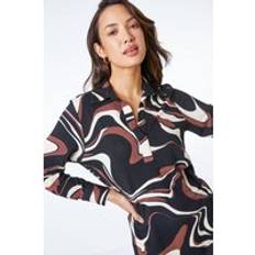 Men Clothing Roman Abstract Swirl Jersey Stretch Shirt in Black