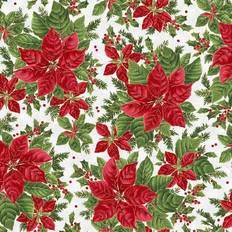 Florals Fabrics bows poinsettias christmas Fabrics Green