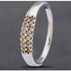 Pre-Owned Sterling Silver Brilliant Cut Diamond Two Row Ring 412500859