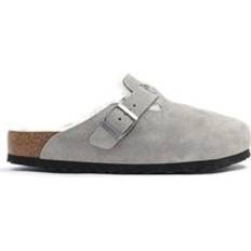 Birkenstock Boston Shearling Suede Leather Unisex Clogs Stone Coin Women Men x