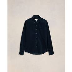 Ami Paris Shirts Ami Paris Corduroy Tonal Heart Button Down Shirt - Navy Blue