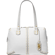 Michael Kors Astor Large Studded Leather Tote Bag - Optic White