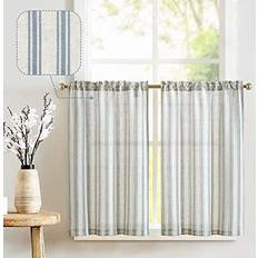 Curtains & Accessories Jinchan Linen curtains striped tier curtains