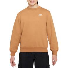 Boys Sweatshirts Children's Clothing Nike Big Kid's Sportswear Club Fleece Sweatshirt - Flax/White ( FD3006-224)