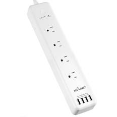 BN-Link surge protector power strip w/ 4usb 4 outlet 6.56ft long cord flat plug White 1.59 Pounds