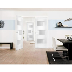 Interior Doors VDomDoors Solid French Double Opaque Sete 6933 White Silk Interior Door Clear Glass (x)