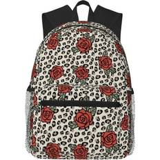 Leopard School Bags Bingfone Sold by: The Bear Essentials Outdoors, Leopard Print Rose Kids Backpack Girls And Boys Classic School Backpack Light Weight Bag