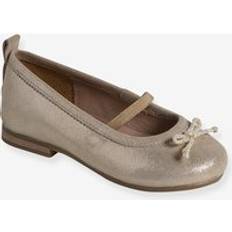 Vertbaudet Leather Ballet Pumps for Girls gold