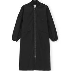 Ganni Sort Tøj Ganni Tech Seersucker Oversized Shell Coat Black