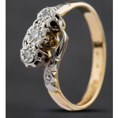 Pre-Owned Vintage 18ct Yellow Gold Brilliant Diamond Crossover Three Stone Ring 4148508