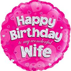 Love Foil Balloons Oaktree Text & Theme Balloons Happy Birthday Woman Pink/Silver