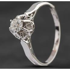 Pre-Owned 14ct White Gold 0.20ct Brilliant Diamond Solitaire Ring 4148791 Silver