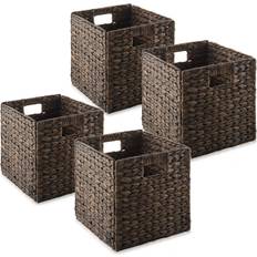 Casafield 10.5" 10.5" Water Hyacinth Storage Espresso Cube Basket