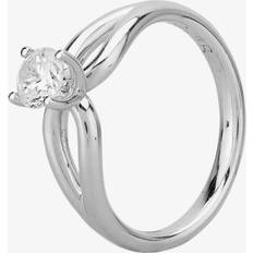 9k Ringe Pre-Owned 9ct White Gold Cubic Zirconia Open Shoulder Solitaire Ring 4163970 Silver